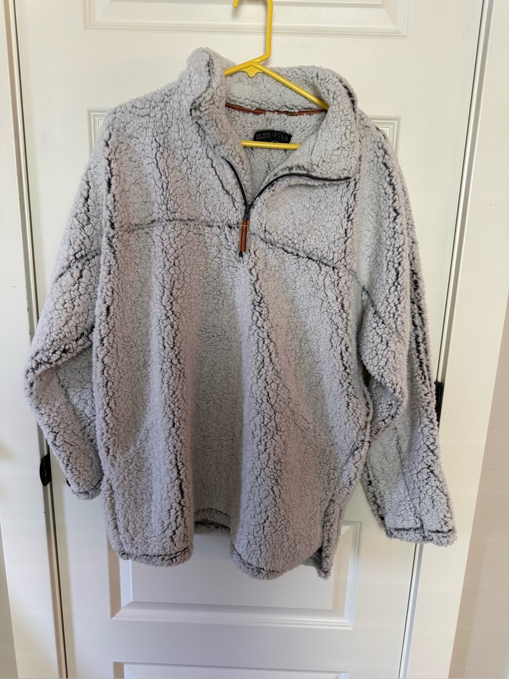 Plush Sherpa Quarter-Zip Teddy Jacket - Light Gray